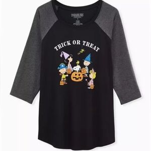 Torrid Peanuts Halloween Trick Or Treat Henley 3/5 Sleeves 4x